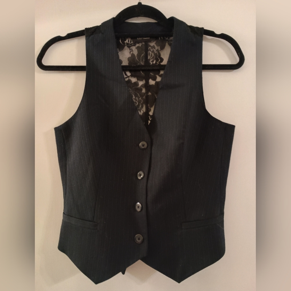 Express Pin Stripe and Lace Navy Vest Size 5/6